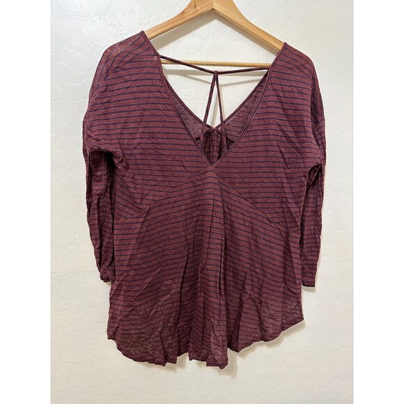 Lucky Brand Woman Babydoll Top Long Sleeve Size L Linen Boho Hippie Peasant - Picture 9 of 12